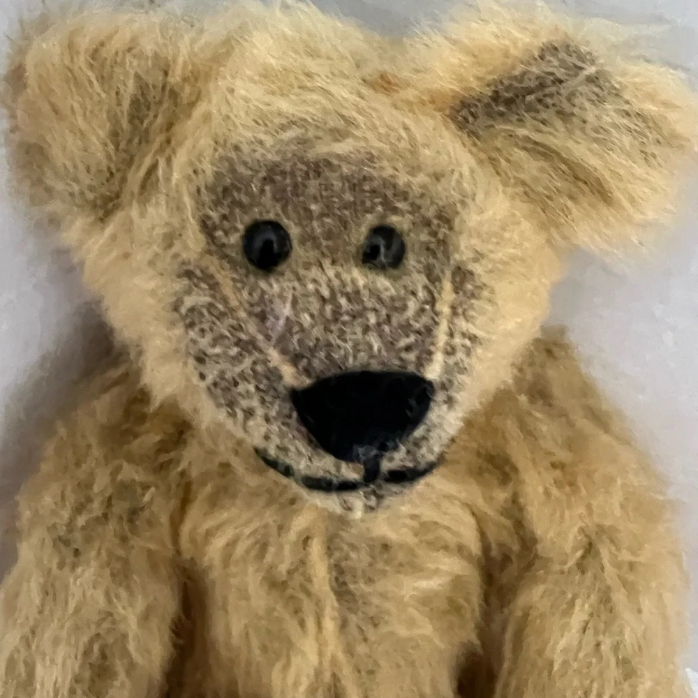 Vintage Unbranded 12” Jointed Posable Mohair Teddy Bear Plush Caramel Color